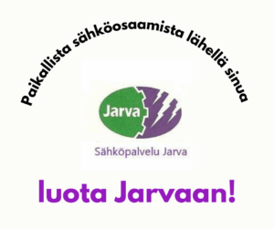Kuva, jossa lukee "Paikallista sähköosaamista lähellä sinua - luota Jarvaan!"